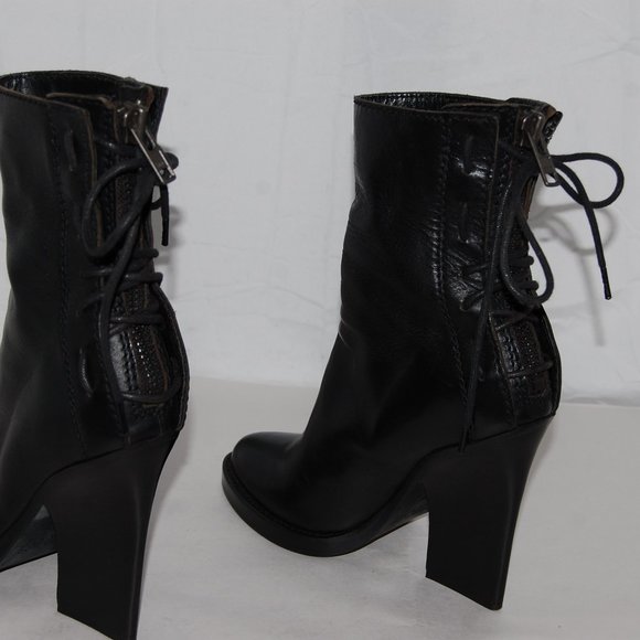 $485❤️ 36/6 HAIDER ACKERMANN Black Real Leather High Heel Ankle Boots Bootie - Picture 9 of 10